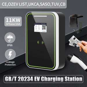 HENGYI EV Charging Station 16A Electric Vehicle Car Charger EVSE Wallbox Wallmount 11KW GB/T Cable APP RFID Control