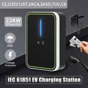 EV Charger Type 2 32A 22kw 3 Phase EVSE Wallbox Electric Car Charging Station with 5M Cable IEC 62196-2 for Benz for Audi