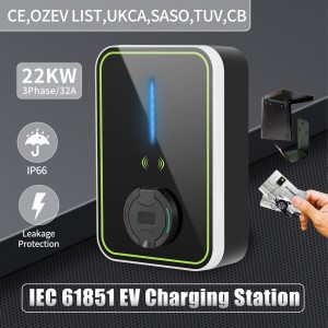 Customized Wallbox Type 2 Fast Electric Car Charging Station Ac 7KW 11KW 22Kw Car Ev Charger Pile With Ocpp