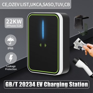 EV Charger GB/T 32A 3 Phase Electric Vehicle Car Charging Station EVSE Wallbox with Cable 22KW for BMW for Nissan