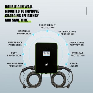 Commercial Home Use Dual Gun RFID OCPP 22kw+22kw ev charger Type2 IEC62196 Electric Car Station Fast Charging